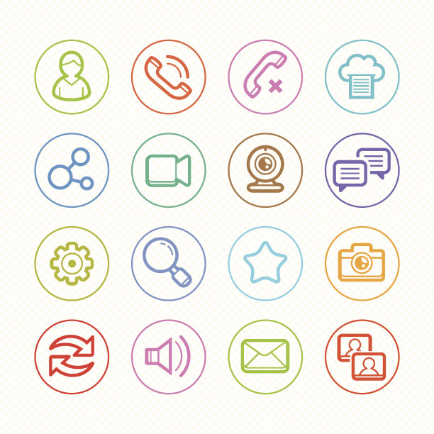 社交媒体线颜色图标设置#2矢量插图图片下载