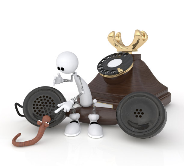 有手机的3D小人。图片下载