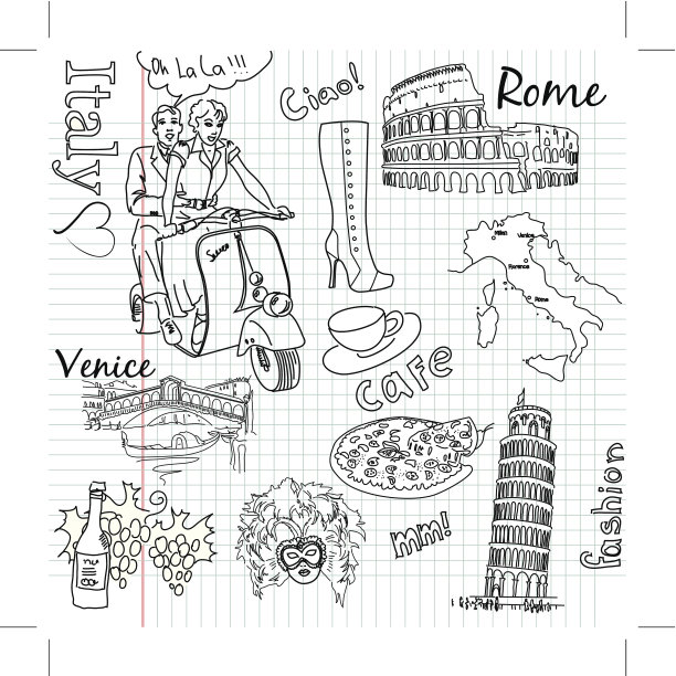 在意大利观光涂鸦…图片下载