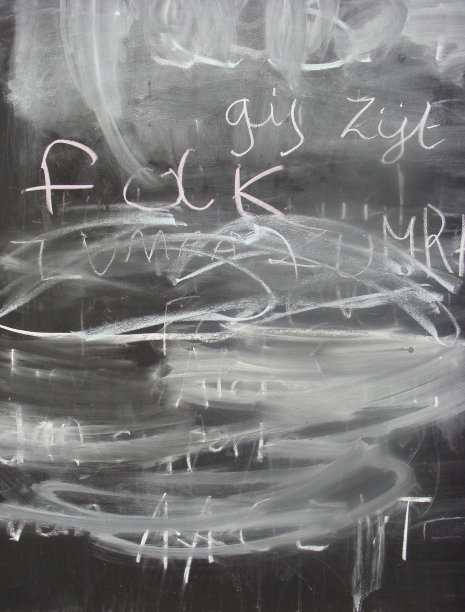 垃圾摇滚用粉笔在公共黑板上写字图片下载