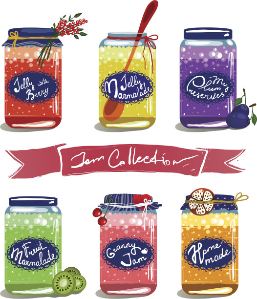 鲜亮的甜果酱罐头图片下载