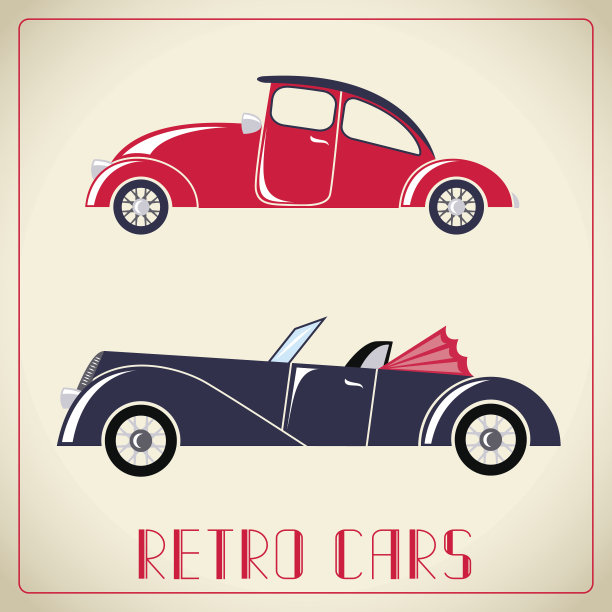 复古汽车矢量图图片下载