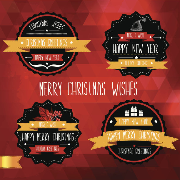 一套创意圣诞徽章。图片下载