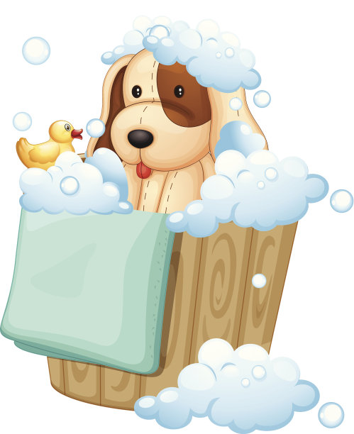 狗在满桶的泡泡里图片下载