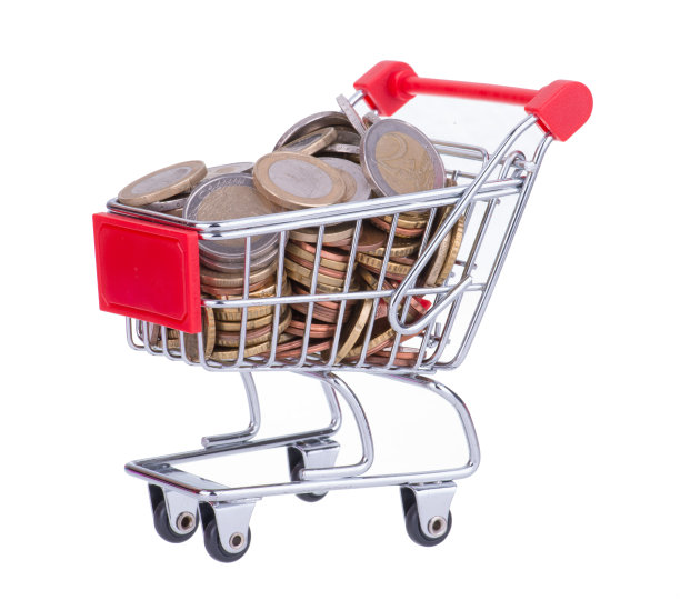 购物车与欧元硬币图片下载