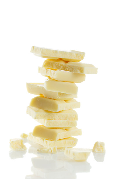 一排白巧克力有创意地堆叠起来图片下载