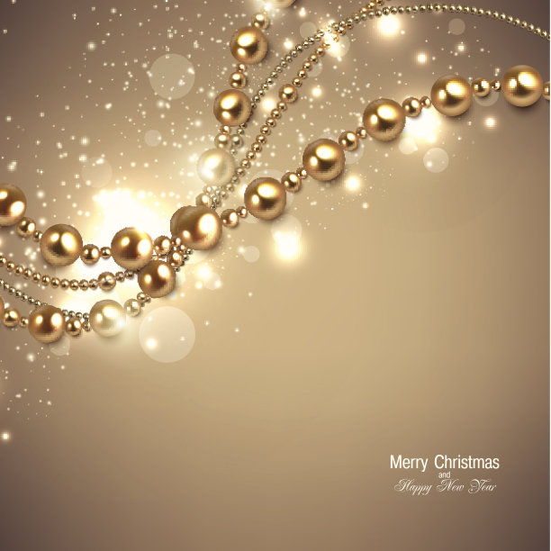 优雅的圣诞背景与金色的花环。图片下载