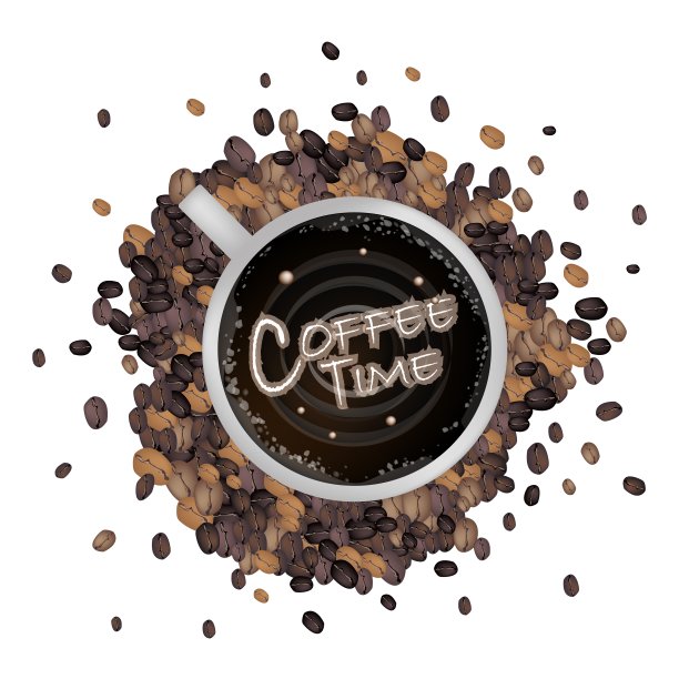 一杯带时间字的热咖啡图片下载