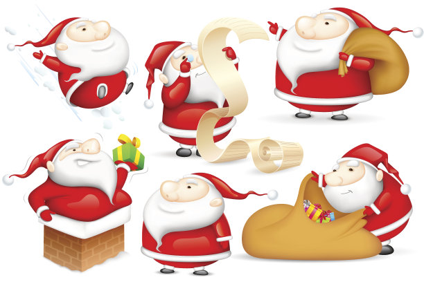 不同心情的圣诞老人图片下载