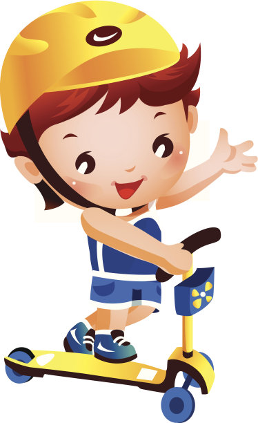 骑滑板车的男孩图片下载