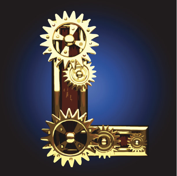 矢量木数字与齿轮l图片下载