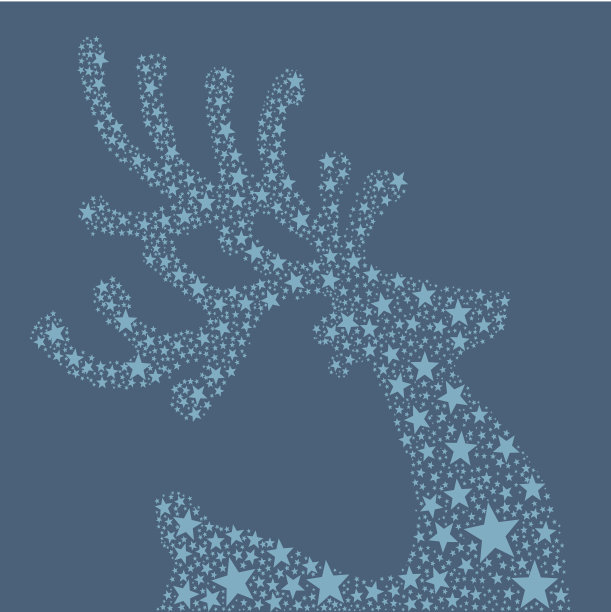 星星驯鹿蓝背景图片下载