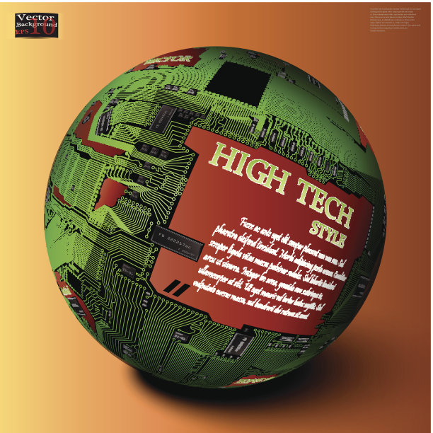 抽象空心球，线路板，高科技风格图片下载