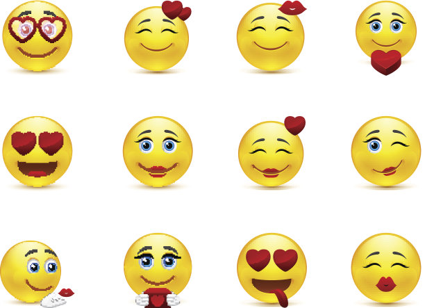 爱向量美的笑脸集合素材图片