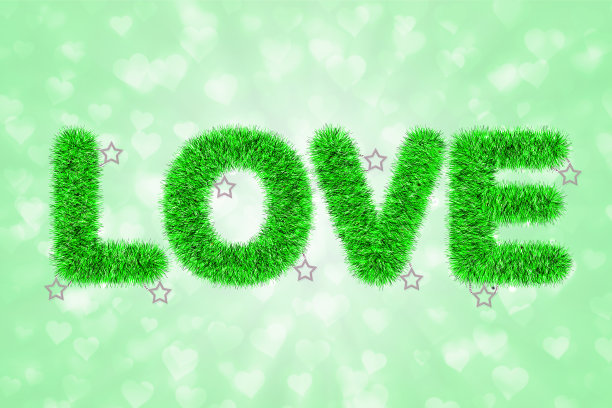 文字爱与金箔图案图片下载