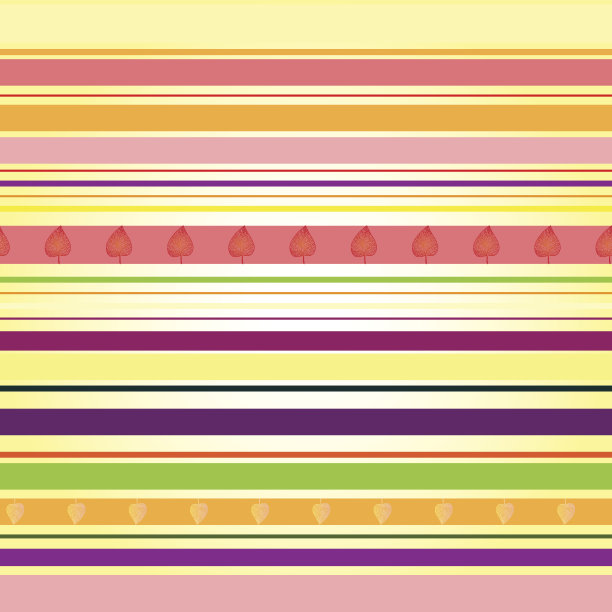 秋叶带彩色条纹图案，色彩鲜艳。矢量图图片下载