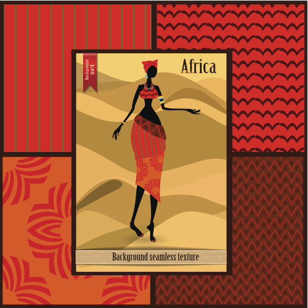 一套无缝纹理与非洲女人图片下载