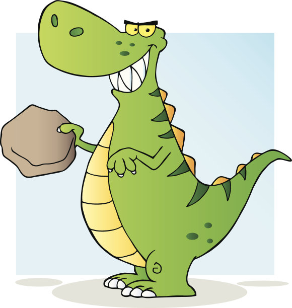 绿色恐龙卡通人物与背景图片下载