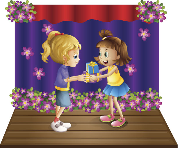 女孩送礼物给她的朋友图片下载
