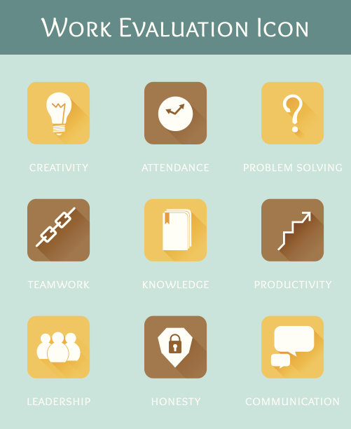 工作评价业务概念平面图标集图片下载