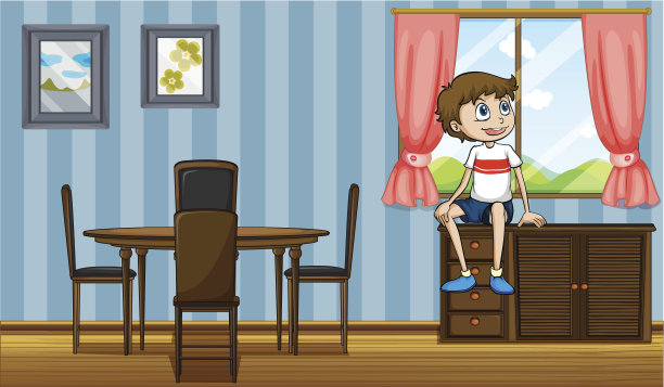 那个男孩坐在靠近窗户的柜子上面图片下载