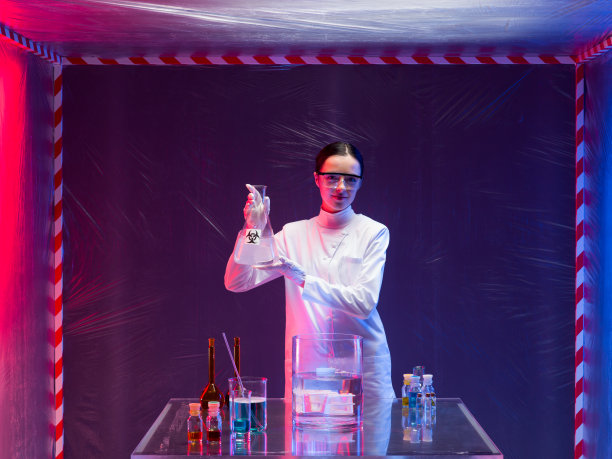 有生物危害产品的女科学家图片下载
