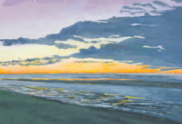 海滩画图片下载