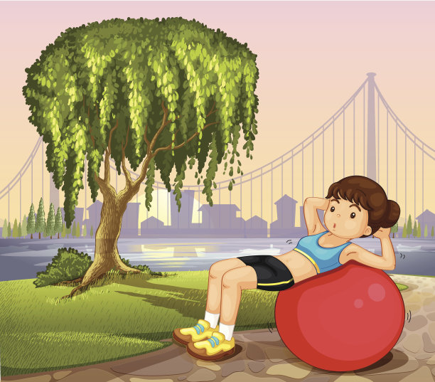 女孩在河边锻炼图片下载