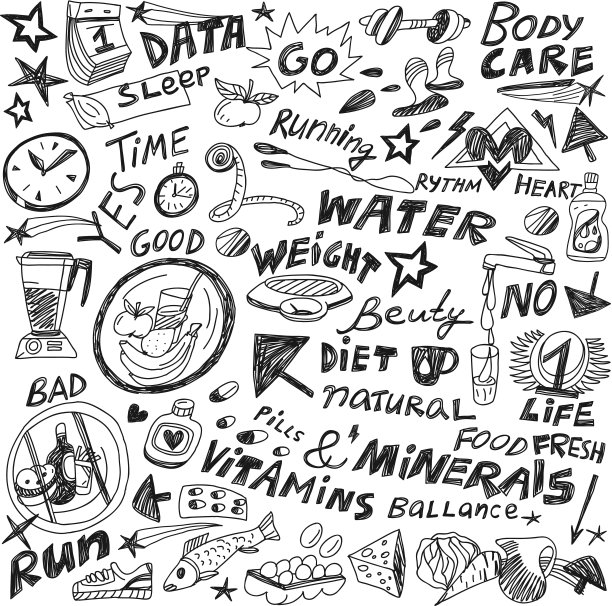 健康，食物，饮食-涂鸦集图片下载