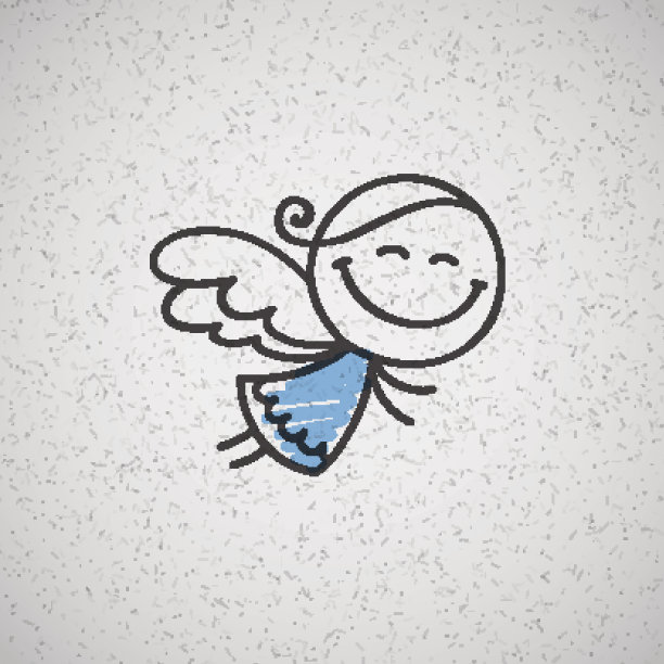 白色和蓝色的圣诞天使卡通图片下载