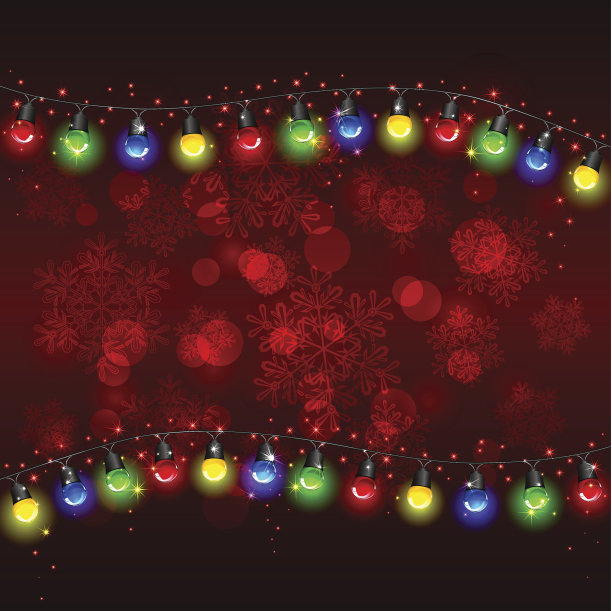 红色背景上的圣诞灯图片下载