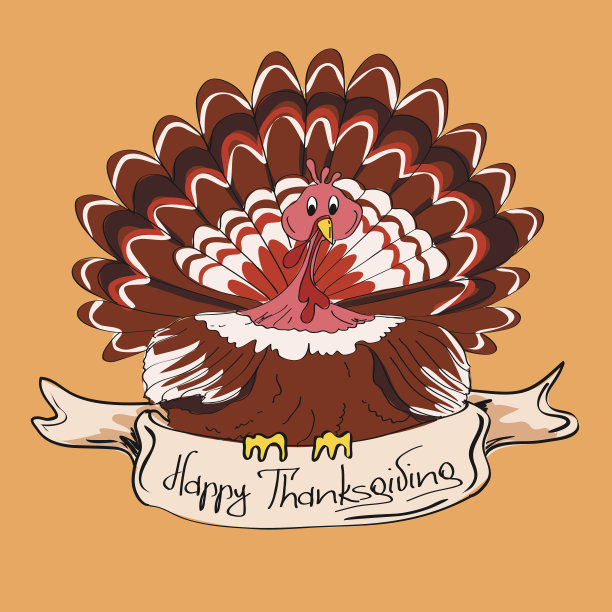 有火鸡鸟的感恩节卡片图片下载