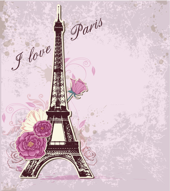 玫瑰和埃菲尔铁塔图片下载