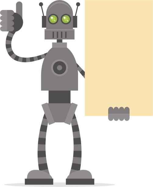 机器人拿着空白海报，竖起大拇指图片下载