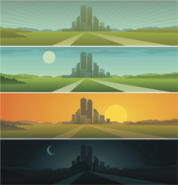 显示白天序列的横幅-早上，中午，晚上和晚上图片下载