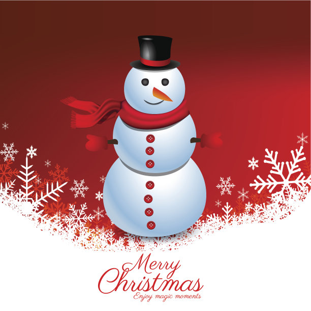 圣诞贺卡与雪人。矢量图图片下载