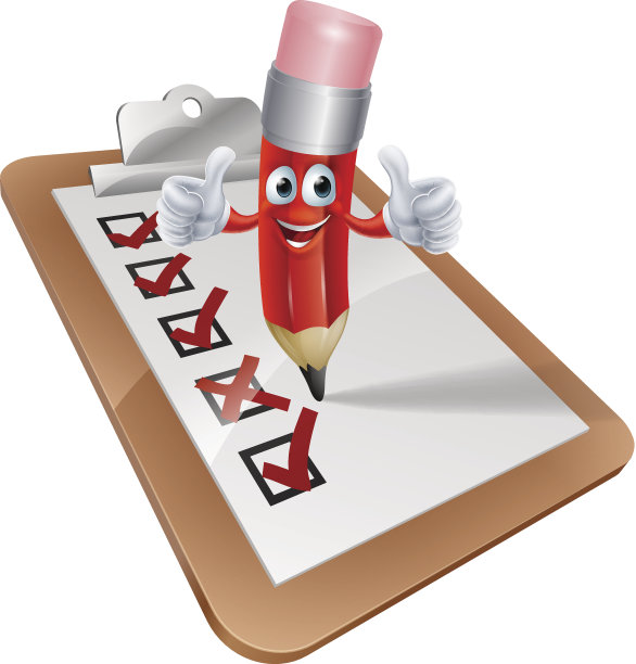 卡通铅笔人和调查剪贴板图片下载