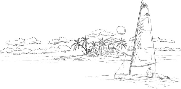 岛和双体船图片下载