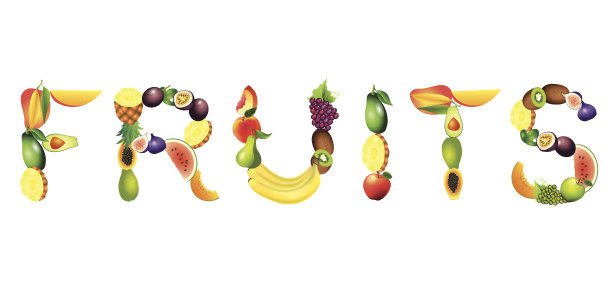 水果字矢量插图图片下载