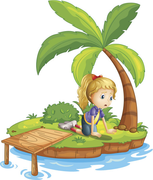 悲伤的女孩在岛上看着水图片下载