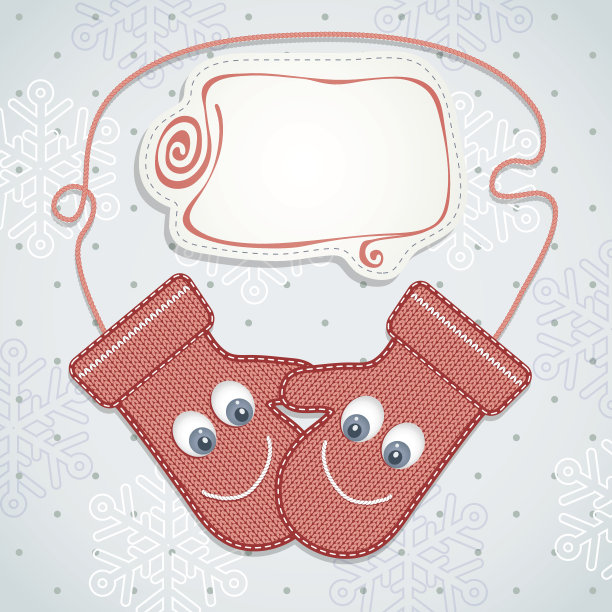 带微笑手套的节日贺卡设计。图片下载