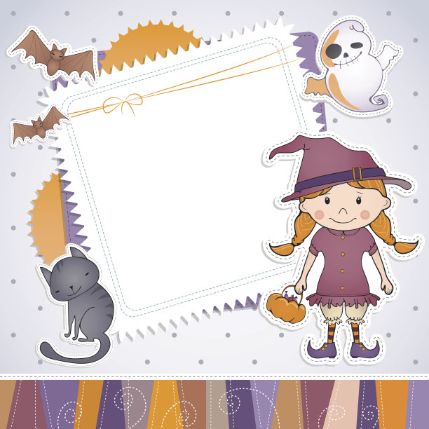 万圣节卡设计。图片下载