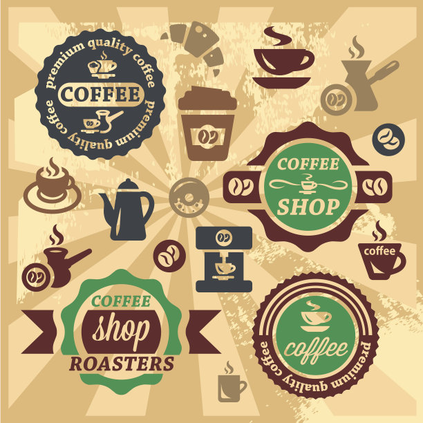 咖啡标签和图标图片下载