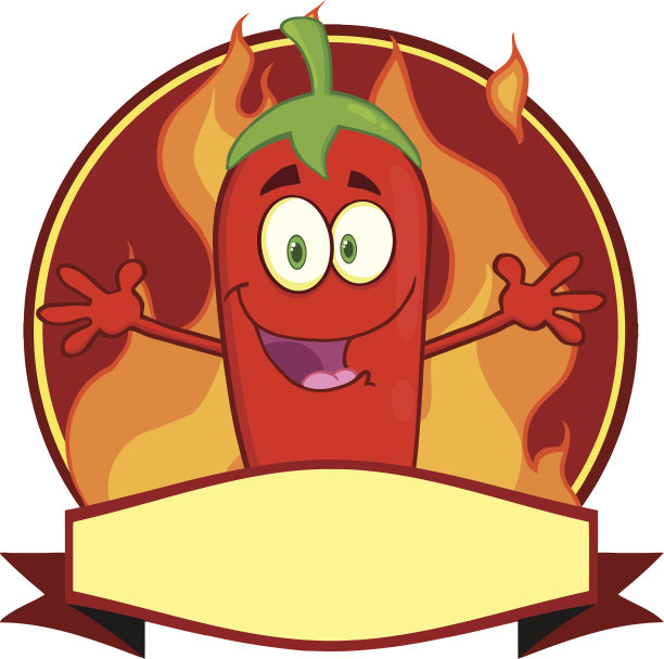 红辣椒卡通吉祥物标志，张开双臂图片下载