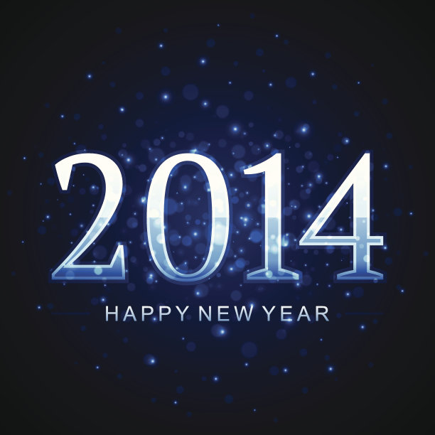 新年快乐- 2014短信和抽象的灯光设计图片下载