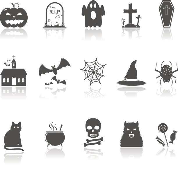 矢量万圣节图标集图片下载