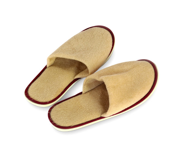 休闲家庭拖鞋在白色的背景图片下载