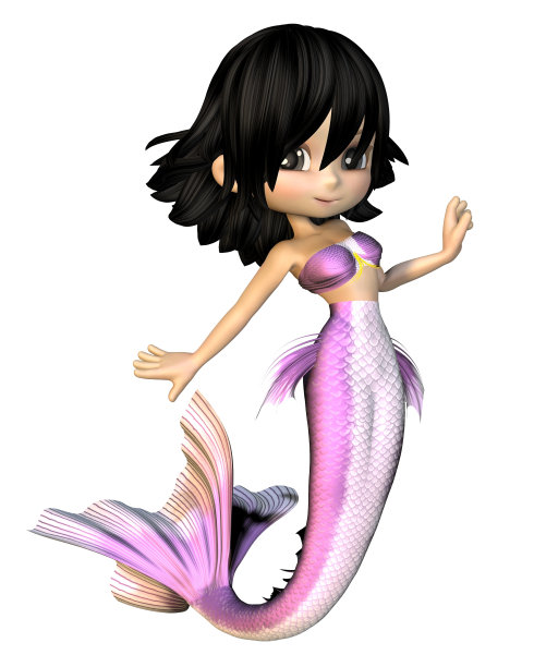可爱的卡通紫色美人鱼图片下载