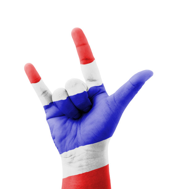 手工制作“我爱你”的标语，涂上泰国国旗图片下载