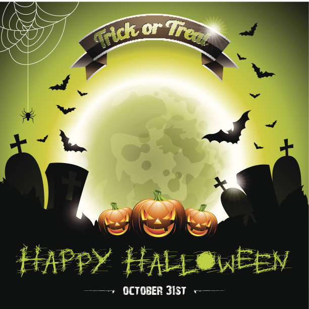 万圣节主题插图与南瓜。图片下载